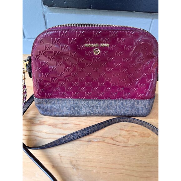 Michael Kors Crossbody Bag Patent Leather Burgundy - Picture 2 of 8